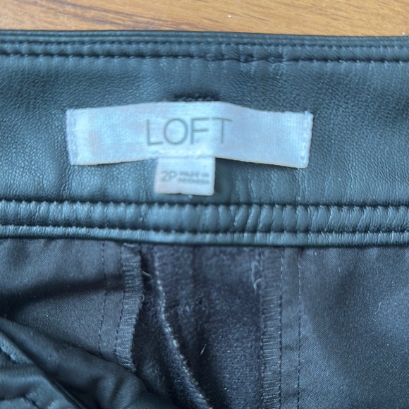 LOFT Black Faux Leather Pants with Belt - Picture 2 of 3